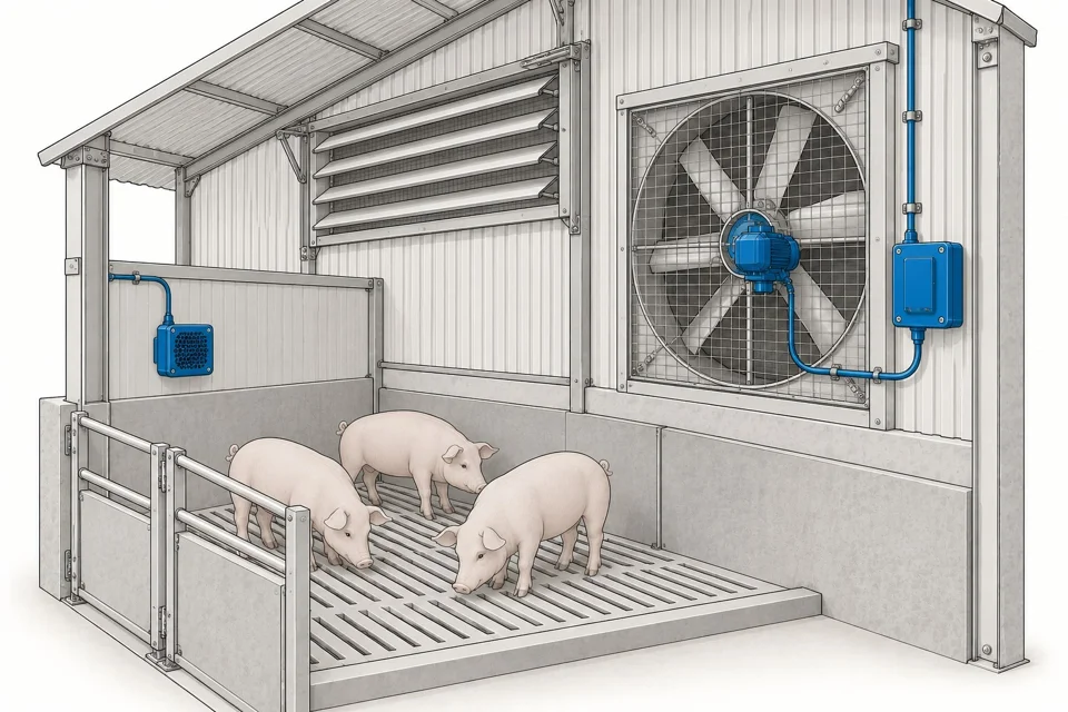 Referencia visual: Controlador ambiental de galpones