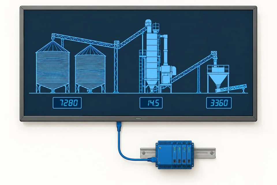 Referencia visual: Panel de supervisión de planta de acopio